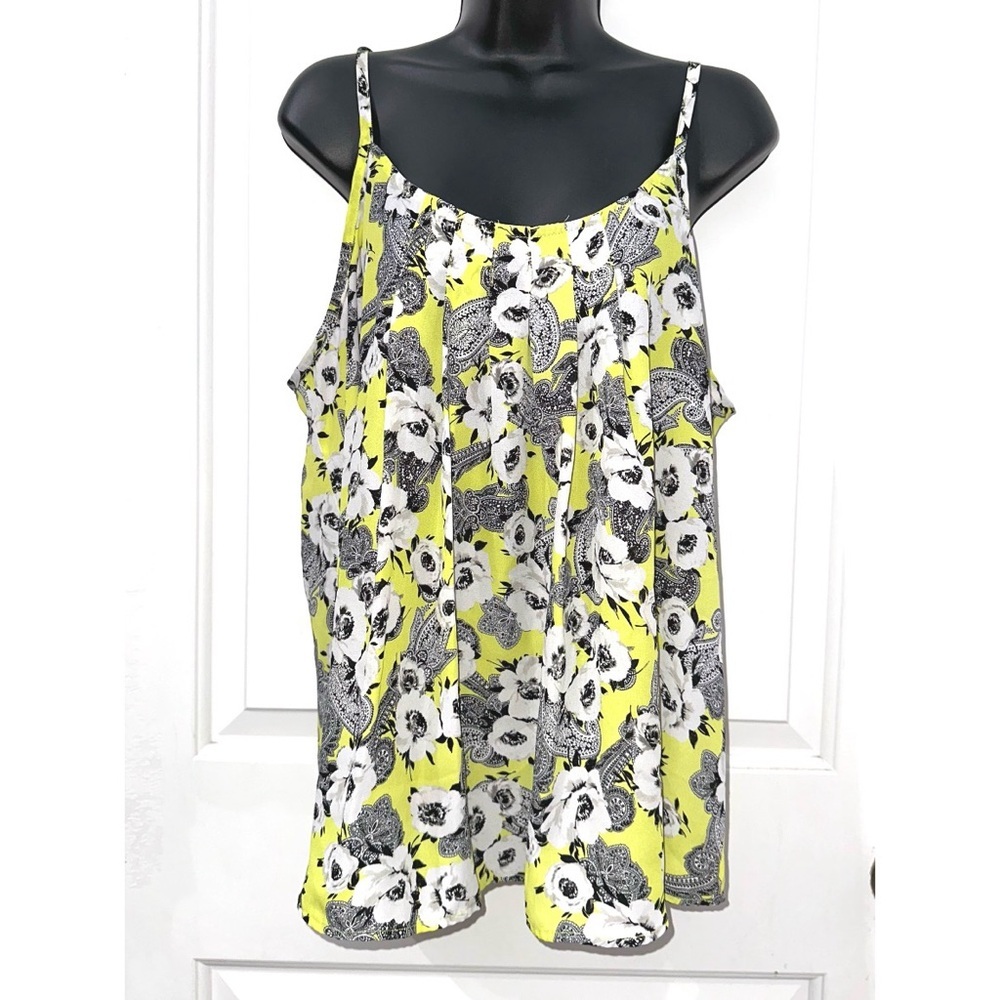 Torrid Yellow Flowy Floral Paisley Adjustable Spaghetti Strap Sleeveless Top